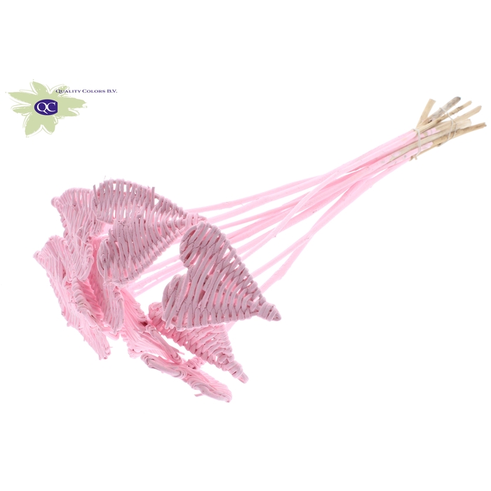 <h4>Lata Heart 8cm on stem Hat type Covered Light Pink</h4>