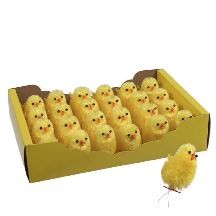 <h4>Easter Deco chenille baby chicken 6cm x24</h4>