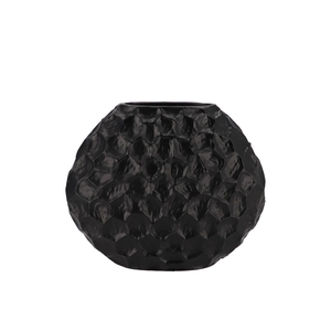 Inga Jada Black Oval Vase Structure 24x10x20cm Nm