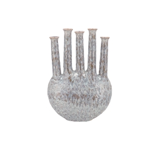 Inga Jahra Grey Vase Oval Tube Active Glaze 34x15x47cm