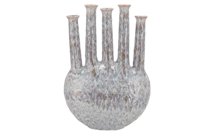 <h4>Inga Jahra Grey Vase Oval Tube Active Glaze 34x15x47cm Nm</h4>
