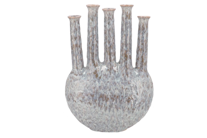 <h4>Inga Jahra Grey Vase Oval Tube Active Glaze 34x15x47cm</h4>