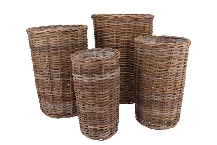 Rattan Ivy Natural Cil Set 4 23x40/27x45//34x50/40x55cm Nm