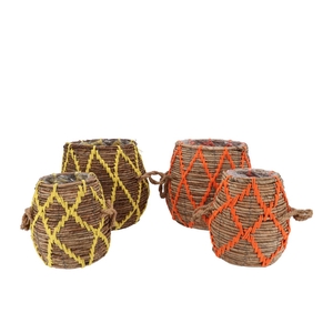 Venice Yellow/orange Basket Stitch Set2 25x25x30/15x16x23 Nm