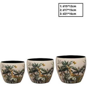 Metaal Safari pot S/3 d21*16cm