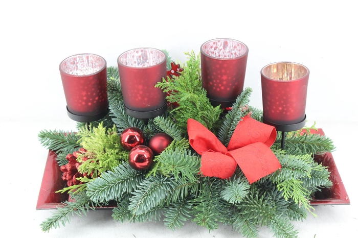 <h4>arr5 Kerst PL - Plate rechth. 4licht standaart RED</h4>