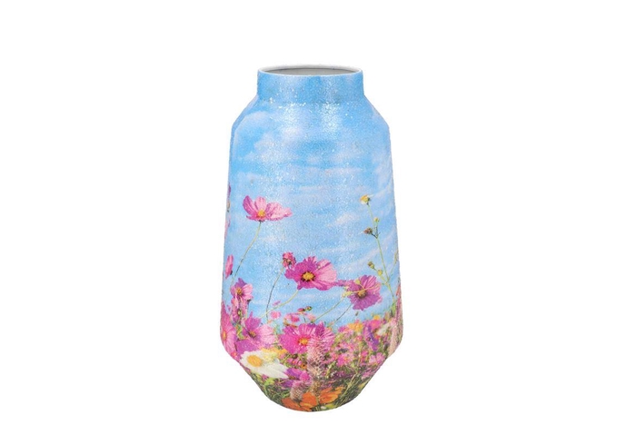 <h4>April Flower Blue Vase Iron 26x26x46cm</h4>