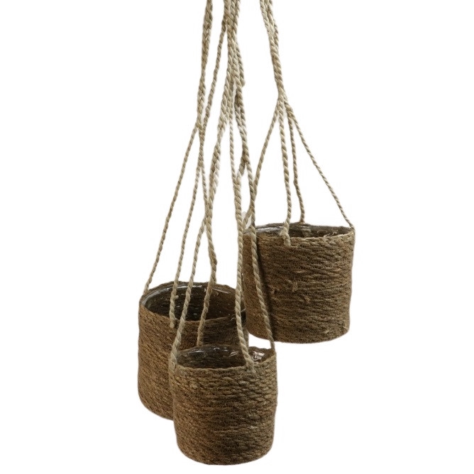 <h4>Basket sets Dhaka hanging jute S/3 d18*18cm</h4>