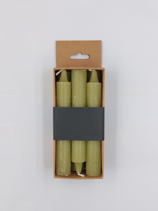 <h4>DF11-731274600 - Set/6 Dinner candle Lucian d2.2xh14 rustic green</h4>