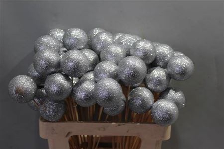 <h4>Kerstbal Zilver Glitter Op Stok</h4>