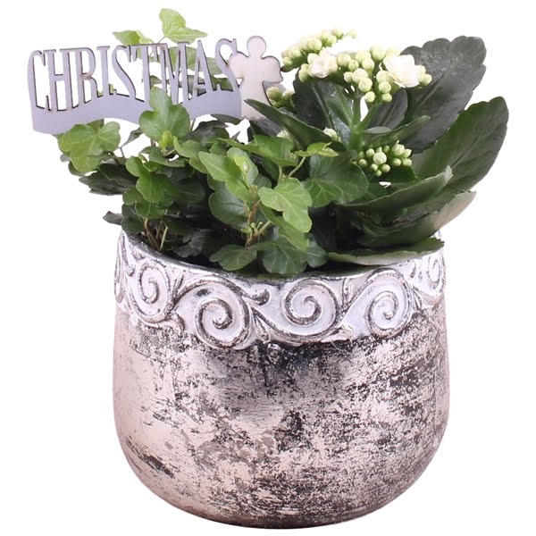 <h4>Christmas Arr. Indoor Ceramic Ornament Silver ø14cm 2PP</h4>