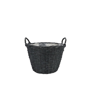 Wicker Basket High With Ears Black Bowl 16x14cm