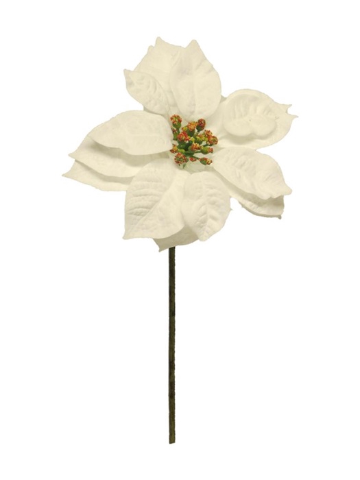 SILK FLOWERS - POINSETTIA SPRAY WHITE 32CM