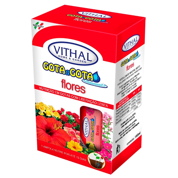 <h4>FERTILIZANTE VITHAL GOTA A GOTA PARA FLORES COM 6 AMPOLAS DE 32ML</h4>