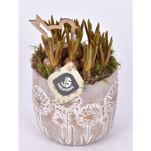 Cement pot bloemdecor 13,5cm