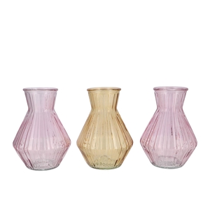 Roman Pastel Mix Diamond Glass Vase Ass 15x17cm