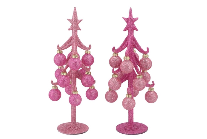 <h4>Sparkly Fuchsia/pink X-mas Tree Ass 8x25cm</h4>