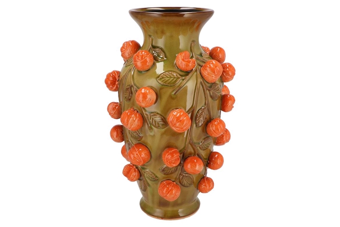 <h4>Fruit Mandarin Green Vase 24x38cm Nm</h4>