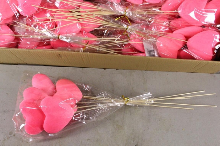 Stick Heart Flock Pink 11,5cm