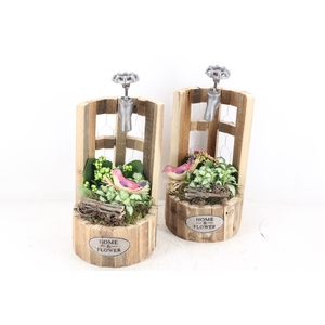 arr2 TD - Hout waterput bruin - roze/wit