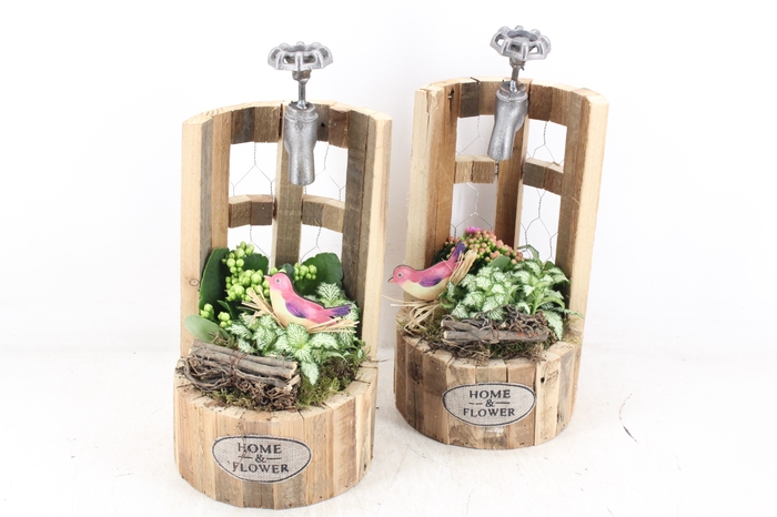 <h4>arr2 TD - Hout waterput bruin - roze/wit</h4>