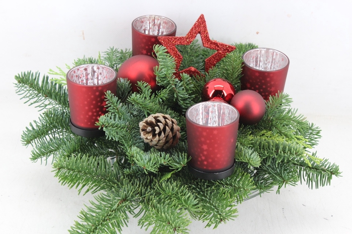 <h4>arr5 Kerst PL - Glas ribbel schaal 4licht Rood</h4>