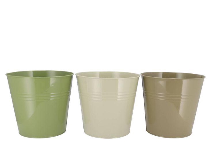 Zinc Summer Green Mix Bucket Basic Ass 25x22x17cm