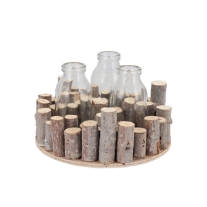 Nature Birch Branch Whitewash Glass Bottle 18x8cm