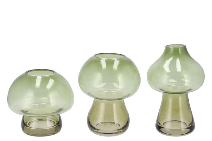 Nova Green Vase Mushroom Narrow Tricolor 13x13x20c