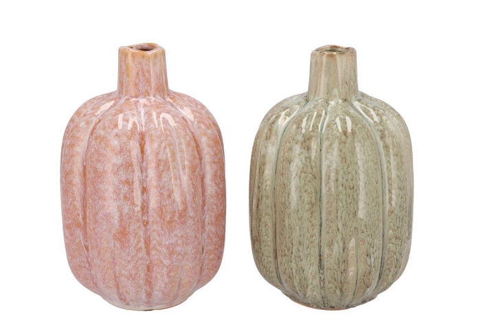 <h4>Mette Orange Green Vase Pumpkin Ass 13x13x21cm</h4>