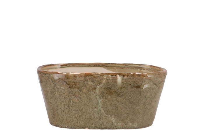 Iron Stone Sand Glazed Oval Pot 23x9x10cm