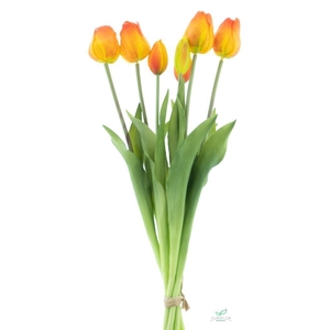 SILK FLOWERS - CLASSIC TULIP BUNDLE SALLY X7 ORANGE 47CM