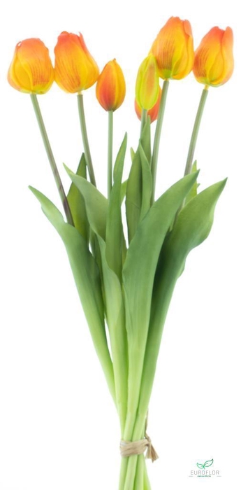 SILK FLOWERS - CLASSIC TULIP BUNDLE SALLY X7 ORANGE 47CM