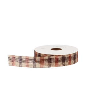 Ribbon Checkered Brown 15mx25mm Nm