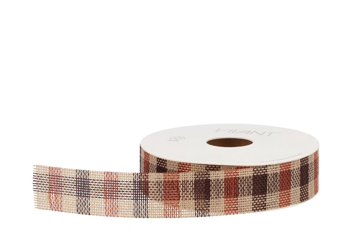 Ribbon Checkered Brown 15mx25mm