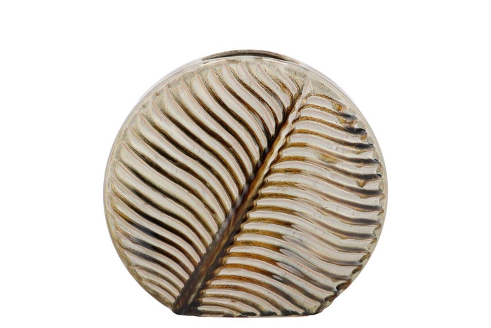 <h4>Inga Leaf Green Vase Round Active Glaze 33x12x31cm Nm</h4>