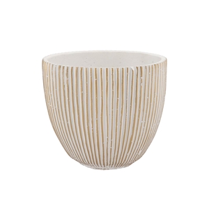 Stripes White Gold Egg Pot 16x15cm Nm