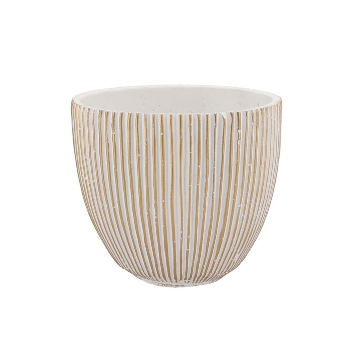 <h4>Stripes White Gold Egg Pot 16x15cm Nm</h4>