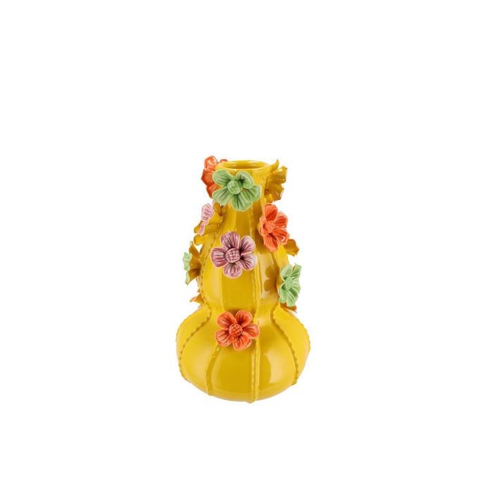 <h4>Flower Yellow Vase Bubbels 14x22cm</h4>