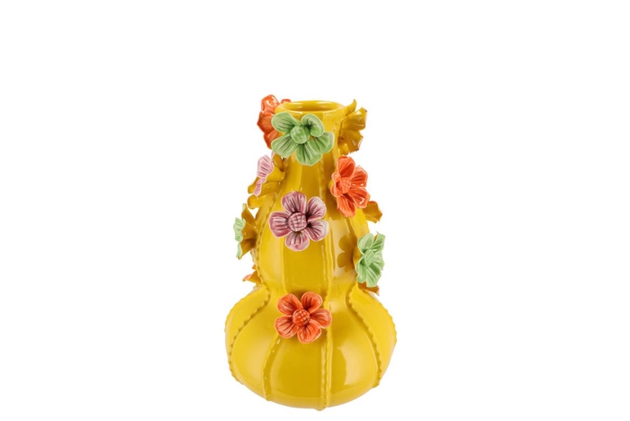 <h4>Flower Yellow Vase Bubbels 14x22cm</h4>