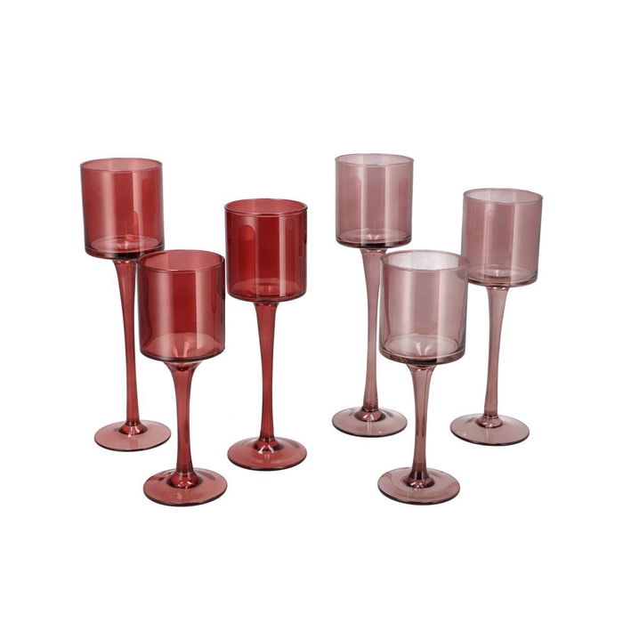 <h4>Jazz Pink Candle Holder With Foot Ass P/3 8x20cm</h4>