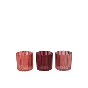 Roman Red Mix Glass Candle Holder Ass 8x8x8cm Nm