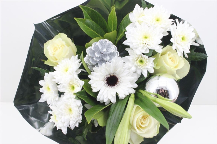 <h4>Boeket 3 Roos 3 Germini Kerst Wit</h4>