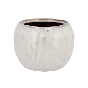 Iron Stone White Ball Pot 24x24x16cm