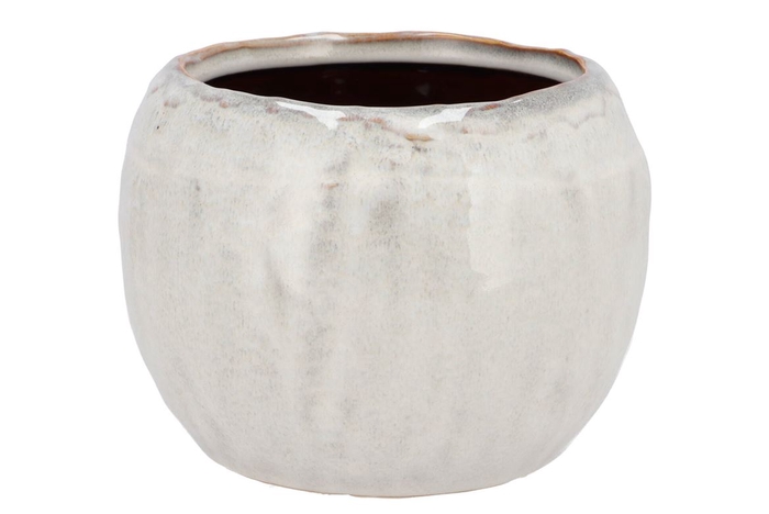 <h4>Iron Stone White Ball Pot 24x24x16cm</h4>