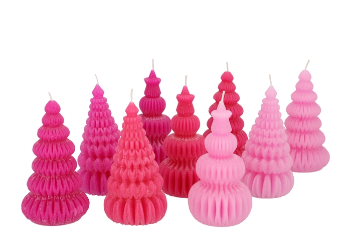 <h4>Candle Frosty Pagoda Tree Jolly Pink Mix Ass 7x14cm Ass</h4>