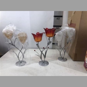 Candle Stand Metal Glas Tulip