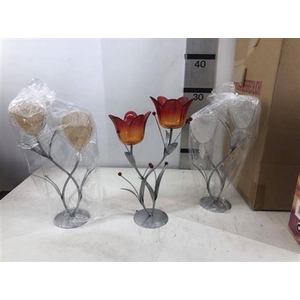 Candle Stand Metal Glas Tulip