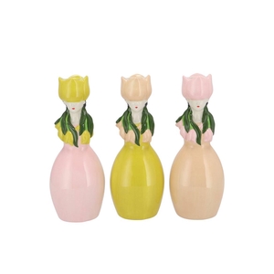 Lucy Dreamy Pink/yell/sand Mix Vase Tulip Woman Ass 9x8x22nm