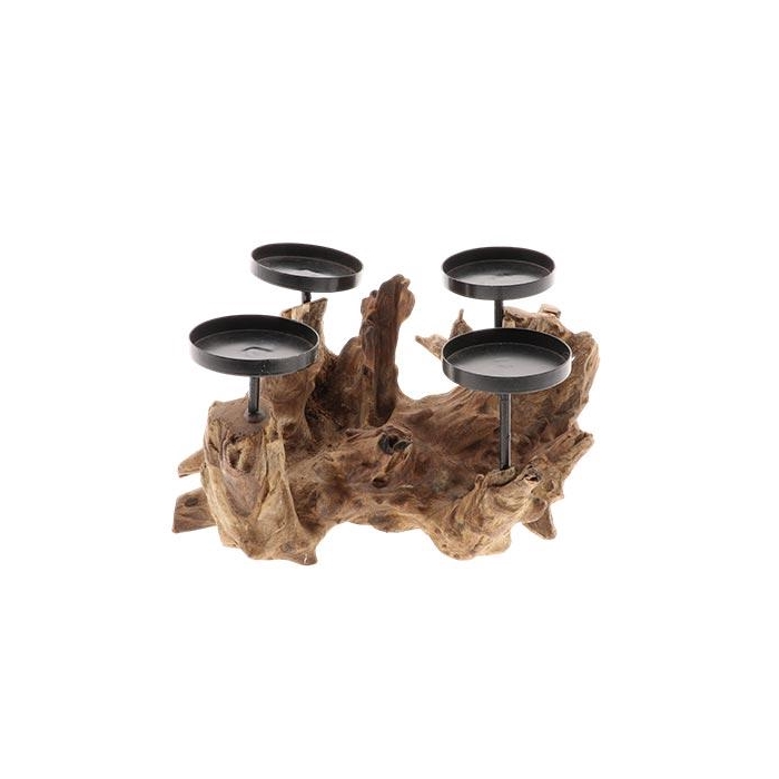 <h4>Candleholder 4 Teak Trunk L30W23H18</h4>